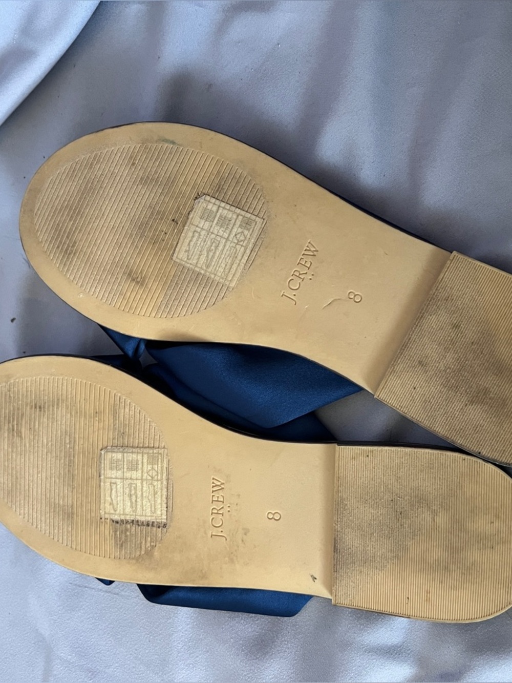 J Crew blue satin knot slide sandals | size 8 - Picture 3 of 3
